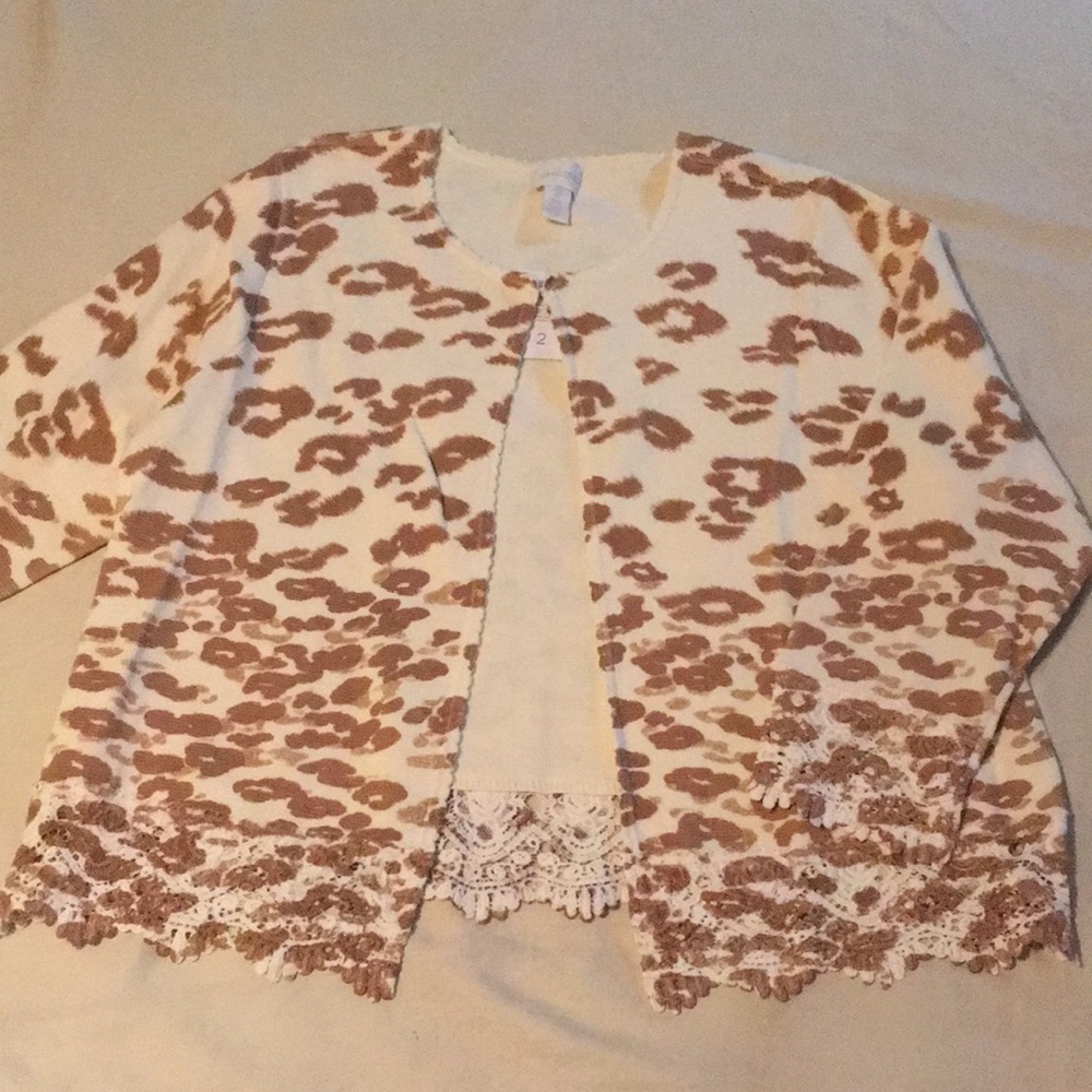 Chico’s Size 2 Cheetah Lace Cardigan NWT